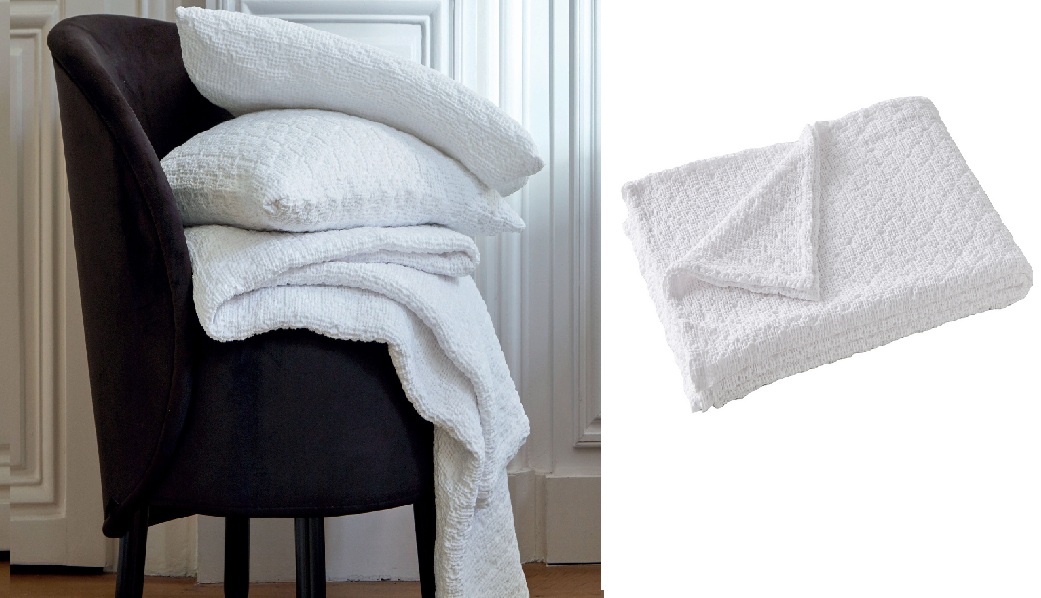 Jeté de lit EVEREST BLANC avec 2 coussins