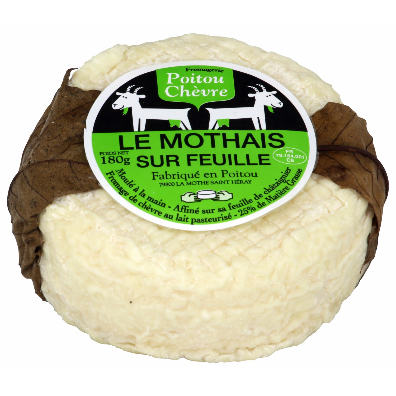 Fromage de chèvre Le Monthais sur feuille